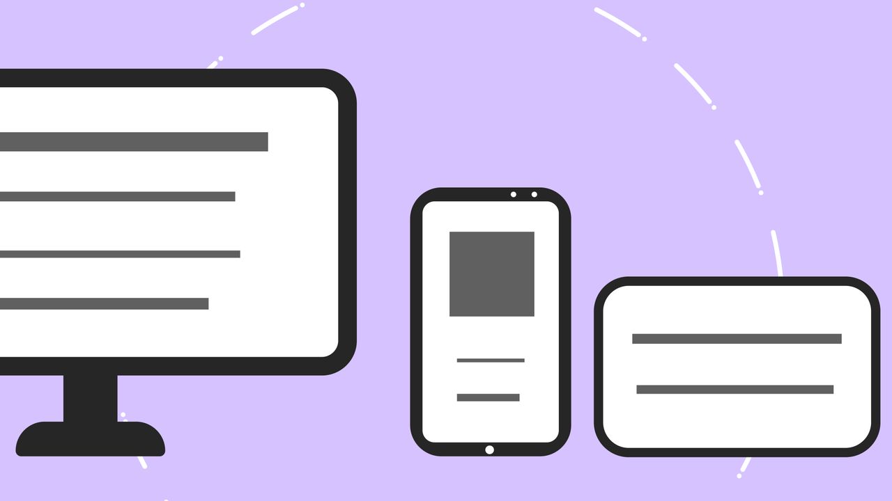 why-choose-us Vector icons with a modern phone beside a computer monitor and credit card, set against a purple background with gray lines